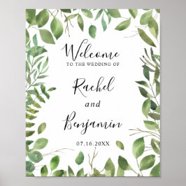 Poster Quic de Boas-vindas da Borda Verde de Watercolor