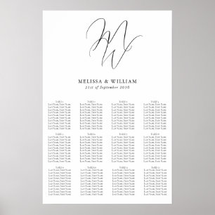Poster Quic Monograma Moderno Casamento Preto e Branco