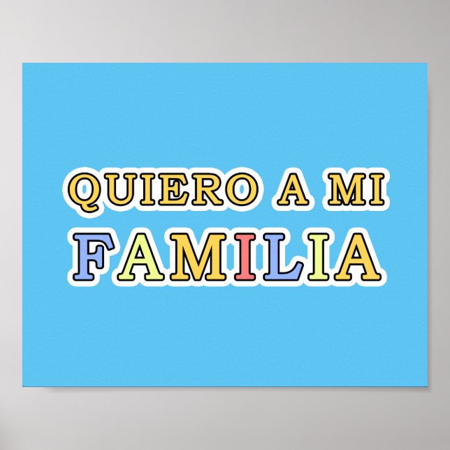 Poster Quiero a mi Familia Español Eu amo Minha Família (Frente)