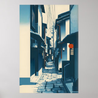 Poster Quiet Kyoto Street Print Minimalist Japanese Wall