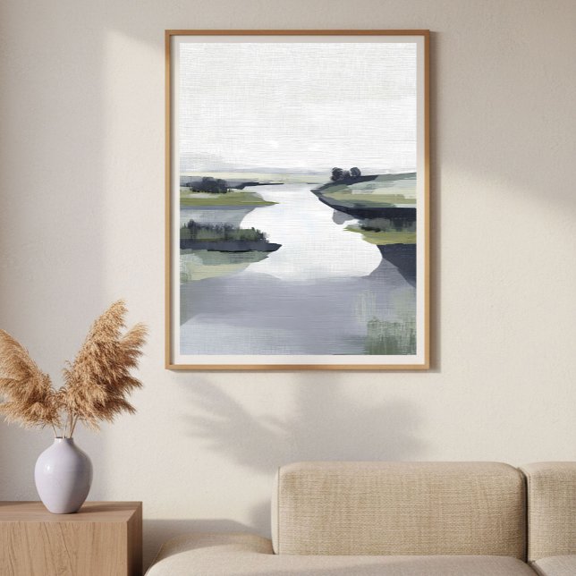Poster Quiet River Valley Minimal Abstract Landscape (Criador carregado)