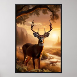 Poster Quiet Sunset in the Woods com quadro opcional
