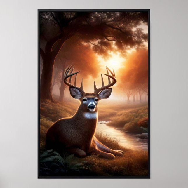 Poster Quiet Sunset in the Woods com quadro opcional (Frente)