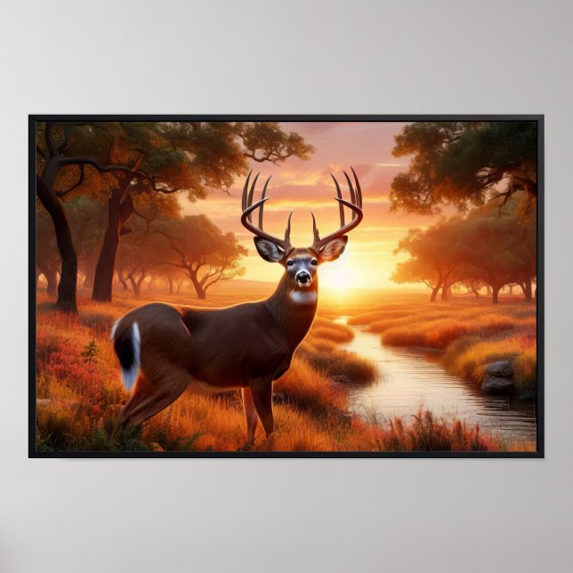 Poster Quiet Sunset in the Woods com quadro opcional (Frente)