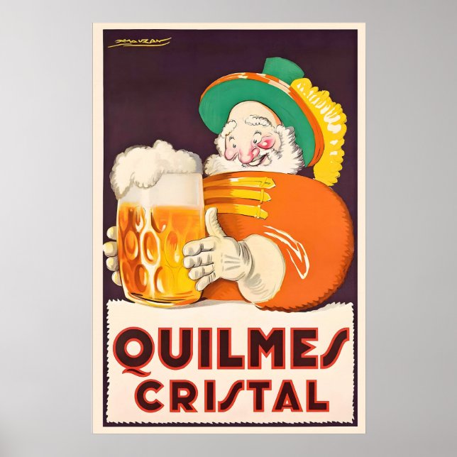 Poster Quilmes Cristal Beer Drinks Mauzan Wine Beverage (Frente)