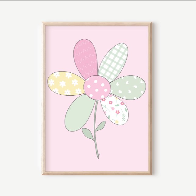 Poster Quilt Art Print Set: Flower on Pink Background (Criador carregado)