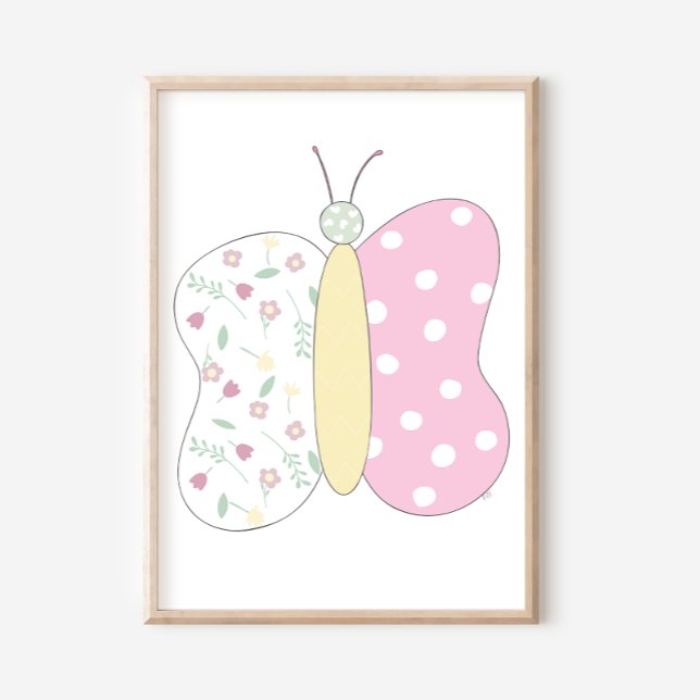 Poster Quilted Butterfly Art Print on White Background (Criador carregado)