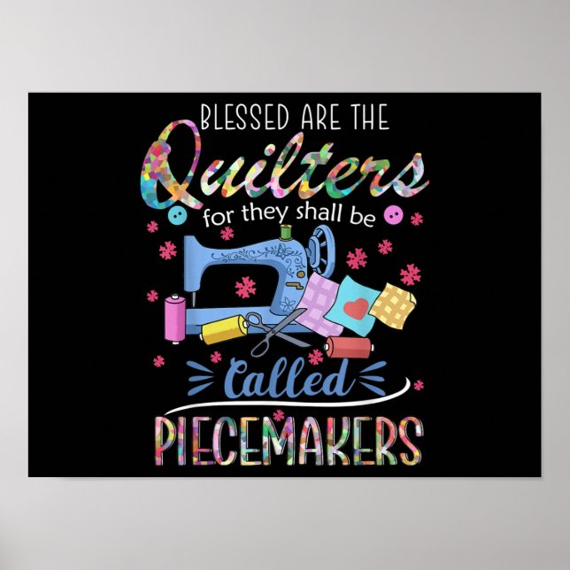 Poster Quiltros Abençoados Piecemakers Quilting Sewing Gi (Frente)