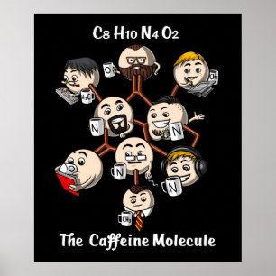 Poster Química Cafeine Molecule Science Geek de café
