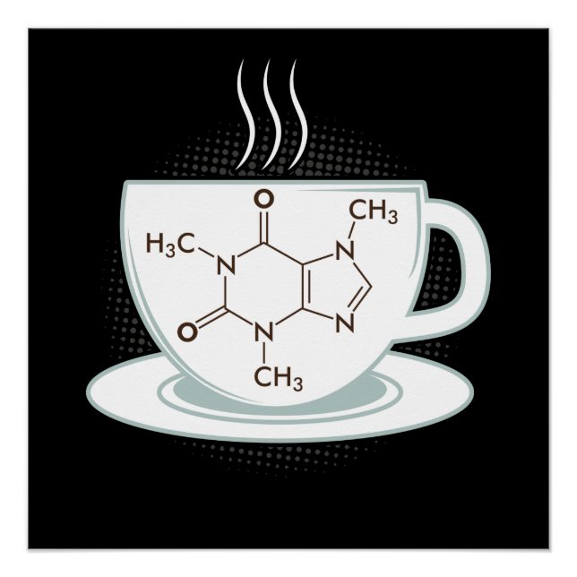 Pôster Química Caffeine Molecule (Frente)