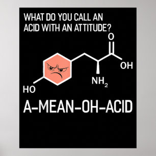 Poster Química Humor Nerdy Ácido Amino para Homens