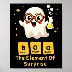Poster Química Periódica Engraçada Nerd Fantasma Boo Hall