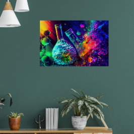 Poster Químico de ciências de cor abstrato neon legal