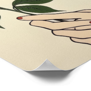 Poster Quimono Vermelho Geisha Japonesa Estilo Ukiyo-e