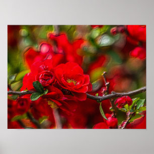 Poster Quince Branch Painterly