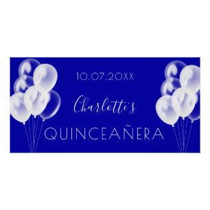 Pôster Quinceanera - festa real de balões brancos