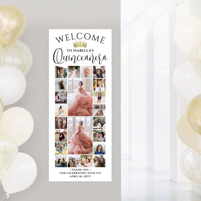 Poster Quinceañera Photo Collage 15th Birthday Welcome (Criador carregado)