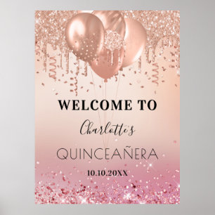 Poster Quinceanera rosa rosa rosa rosa rosa ouro rosa bri