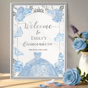 Poster Quinceanera - Sinal de Boas-Vindas Dusty Blue Dres