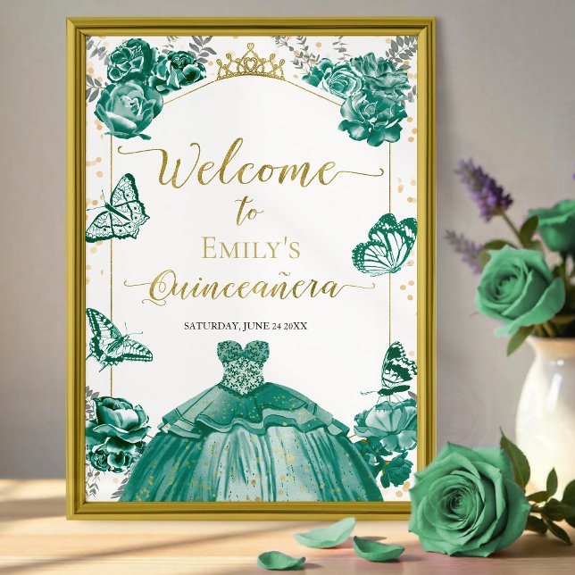 Poster Quinceanera - Sinal de boas-vindas Emerald Green D (Criador carregado)