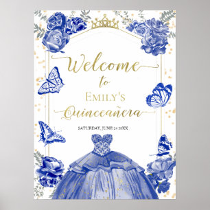 Poster Quinceanera - Sinal de Boas-Vindas Real Azul Vesti