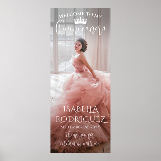 Poster Quinceañera Welcome Script & Photo 15 Birthday (Frente)