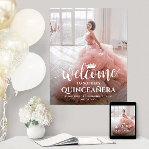 Poster Quinceañera Welcome Script & Photo 15 Birthday