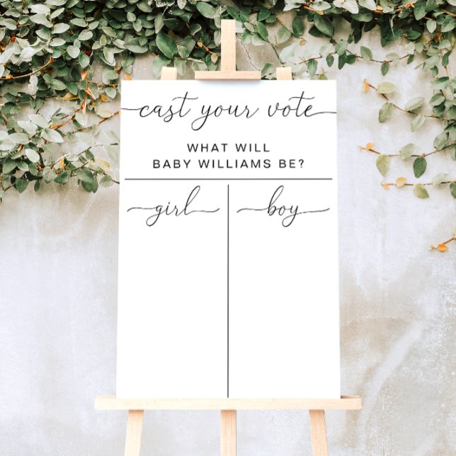 Poster Quinn Cast Your Vote Gender Reveal Game Voting (Cast Your Vote Gender Reveal Game Sign Quinn)