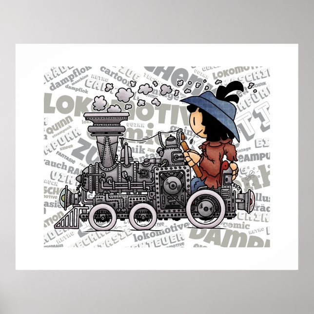 Poster Quinns Dampf-Lokomotive (Frente)