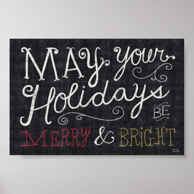 Poster Quirky Christmas Merry and Bright (Frente)