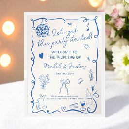 Poster Quirky French Illustrated Wedding Welcome