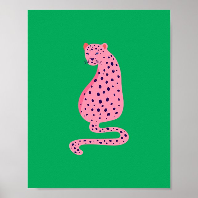 Poster Quirky Pink Leopard Green Aesthetic  (Frente)