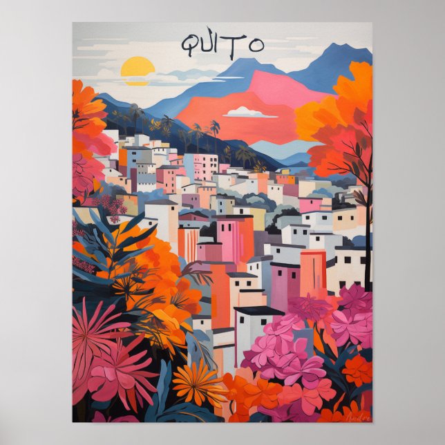 Poster Quito Equador Viagem Cidade Pintura Estética (Frente)
