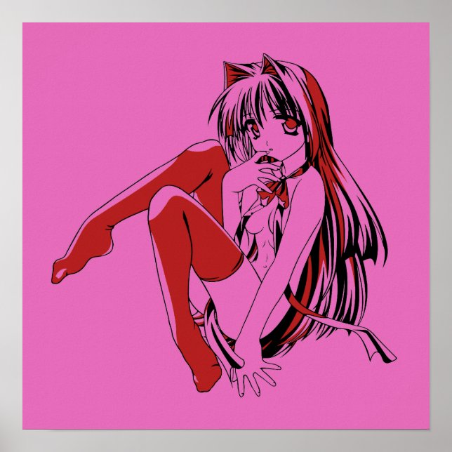 Poster R & B Manga, Neko Catgirl Furry Loli Anime (Frente)