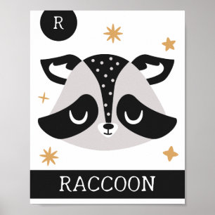 Poster R é para Guaxinim, Berçário, Quarto, Arte de Pared
