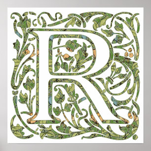 Pôster R Floral Monogram