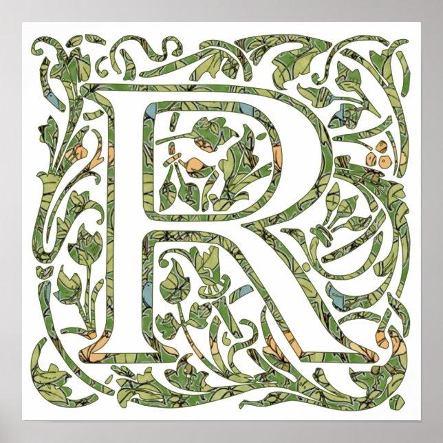 Pôster R Floral Monogram (Frente)