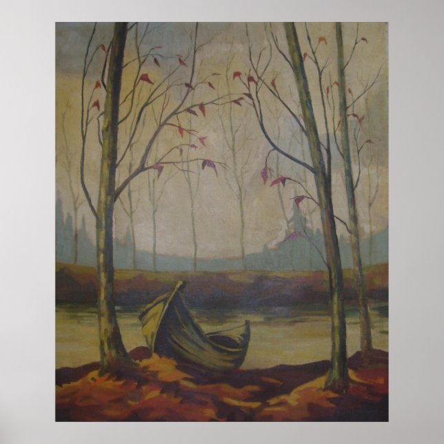 Pôster R.J. Ketchum - Barco em Lakeshore no outono (Frente)