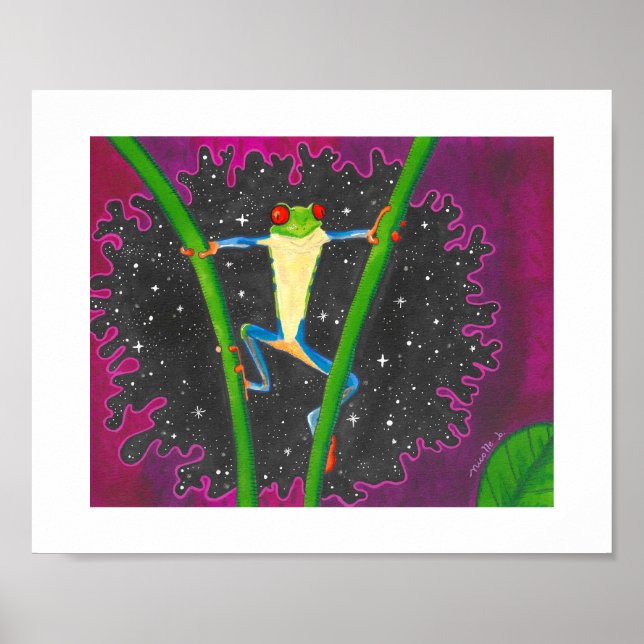 Poster Rã de Olho Vermelho na Espaço (Frente)