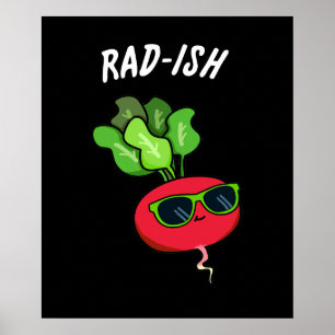 Poster Rabanete Engraçado Vegetal Vermelho Azul Escuro BG