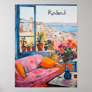 Poster Rabat Marrocos Viagem Cidade Pintura Estética