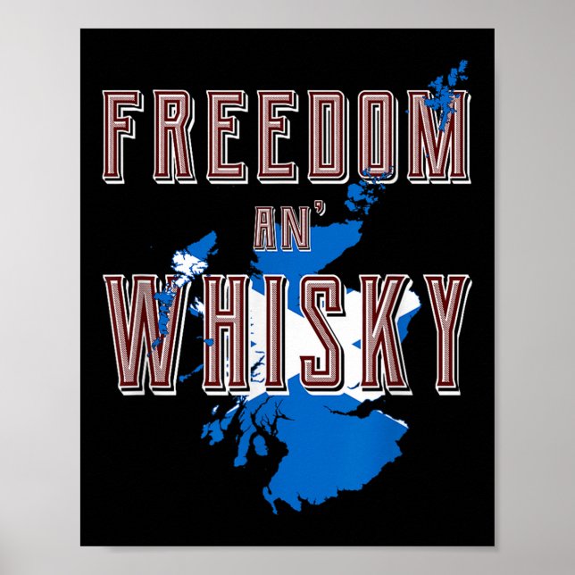 Poster Rabbie Burns Cita Liberdade Cores Escoceses Whisky (Frente)