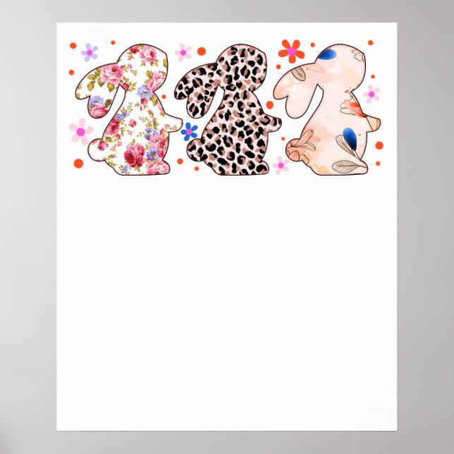 Poster rabbit easter pattern, retro, vintage (Frente)