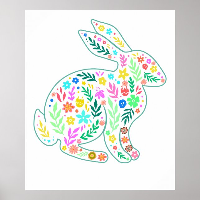 Poster rabbit flower, retro, vintage (Frente)