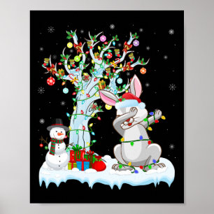 Poster Rabbit Ilumina Árvore Xmas Engraçado Rabbit Dabbin