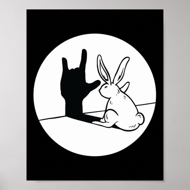 Poster Rabbit ILY ASL Gesto manual surdo surdo perda audi (Frente)