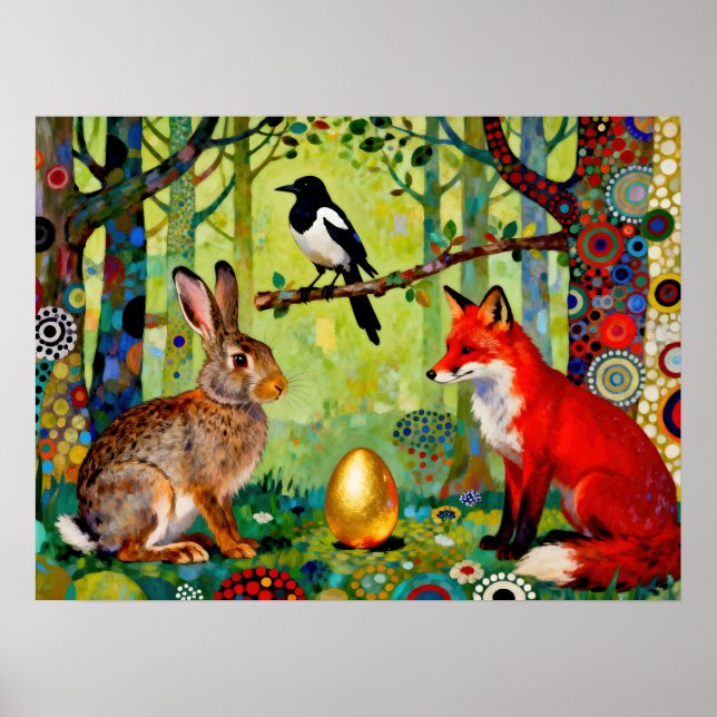 Poster Rabbit, Magpie, Fox and “The Forest’s Secret”  (Frente)