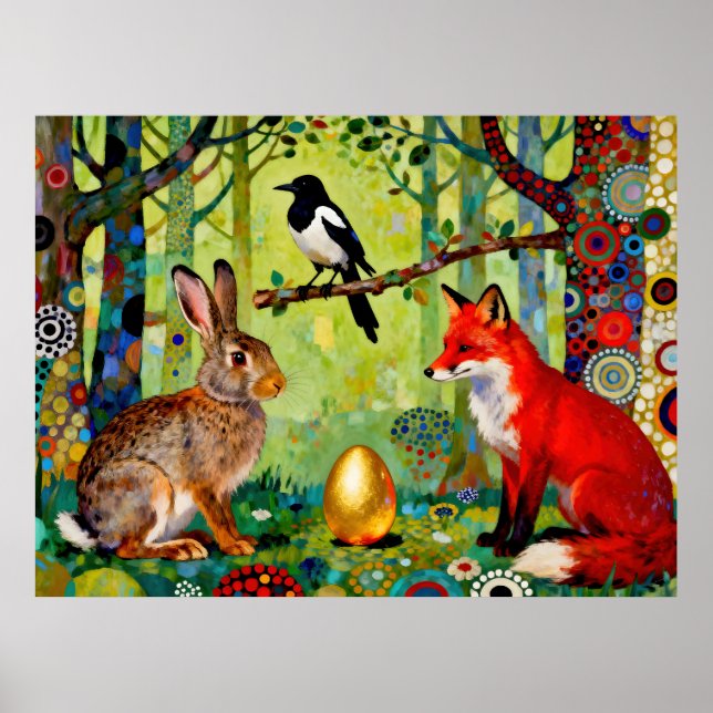 Poster Rabbit, Magpie, Fox and “The Forest’s Secret”  (Frente)