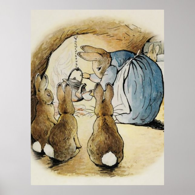 Poster Rabbit Pours Tea by Beatrix Potter (Frente)