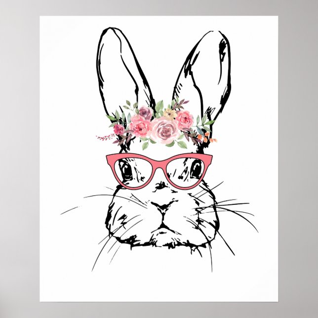 Poster rabbit rose, retro, vintage (Frente)